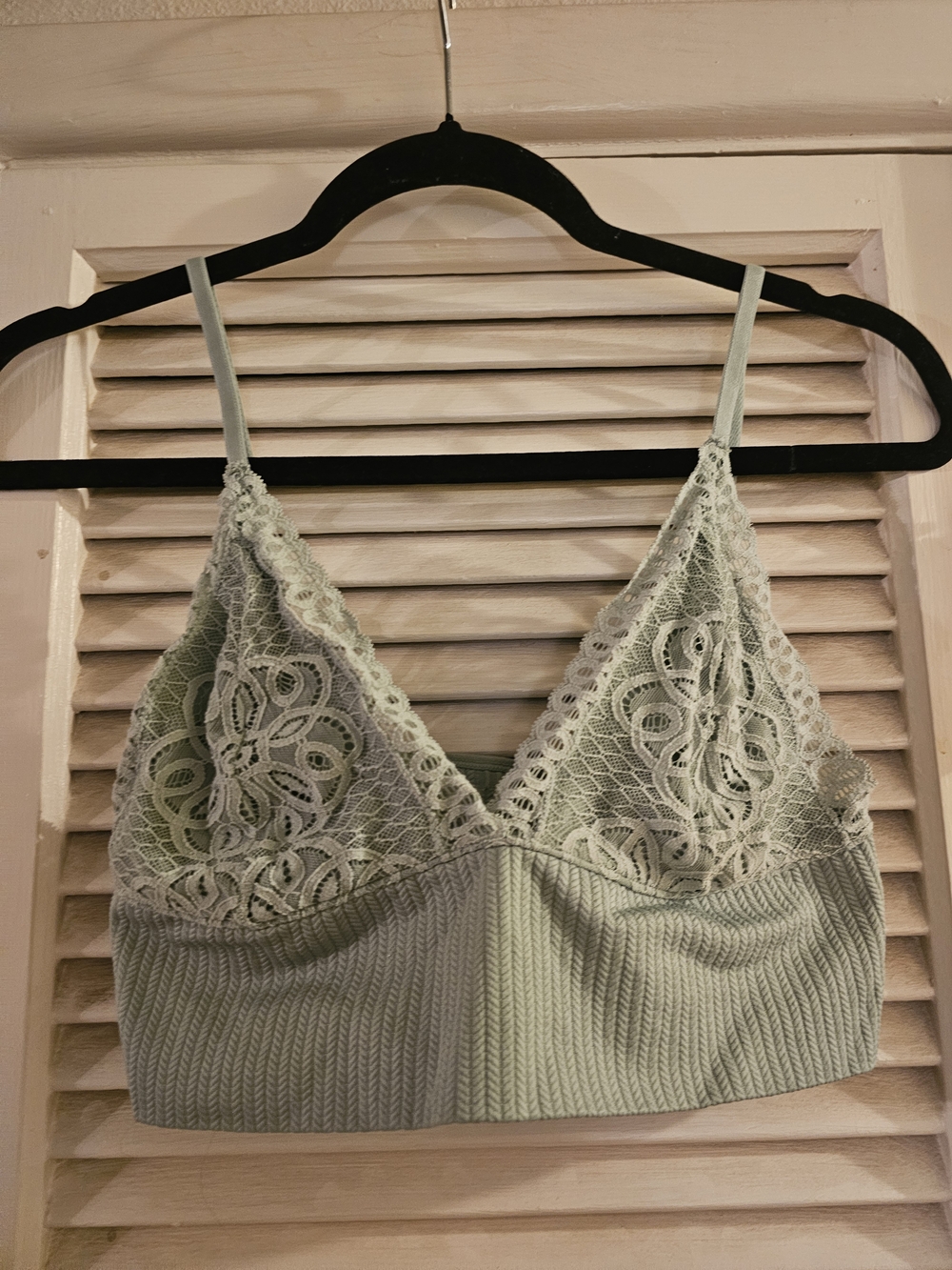 Lace-Trim Bralette in Sage Green